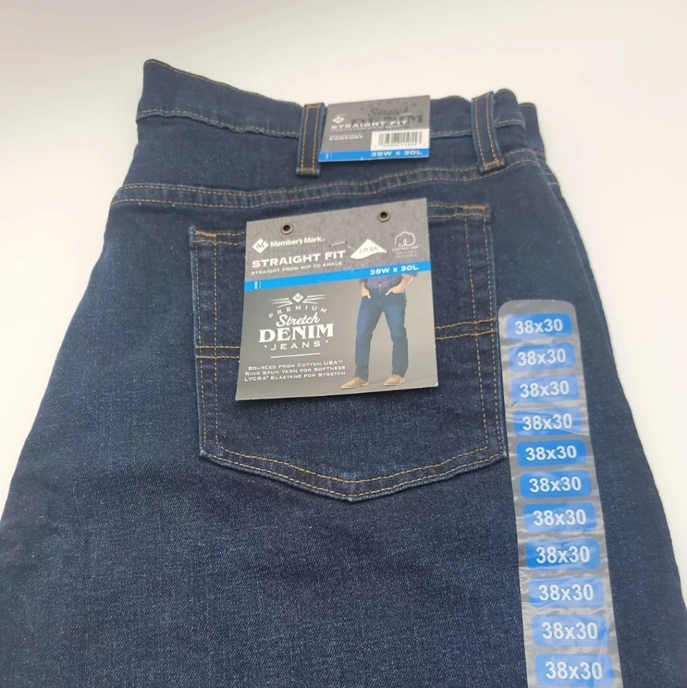 Member's Mark Men's Straight Fit Premium Stretch Denim Jeans, 5 Pocket